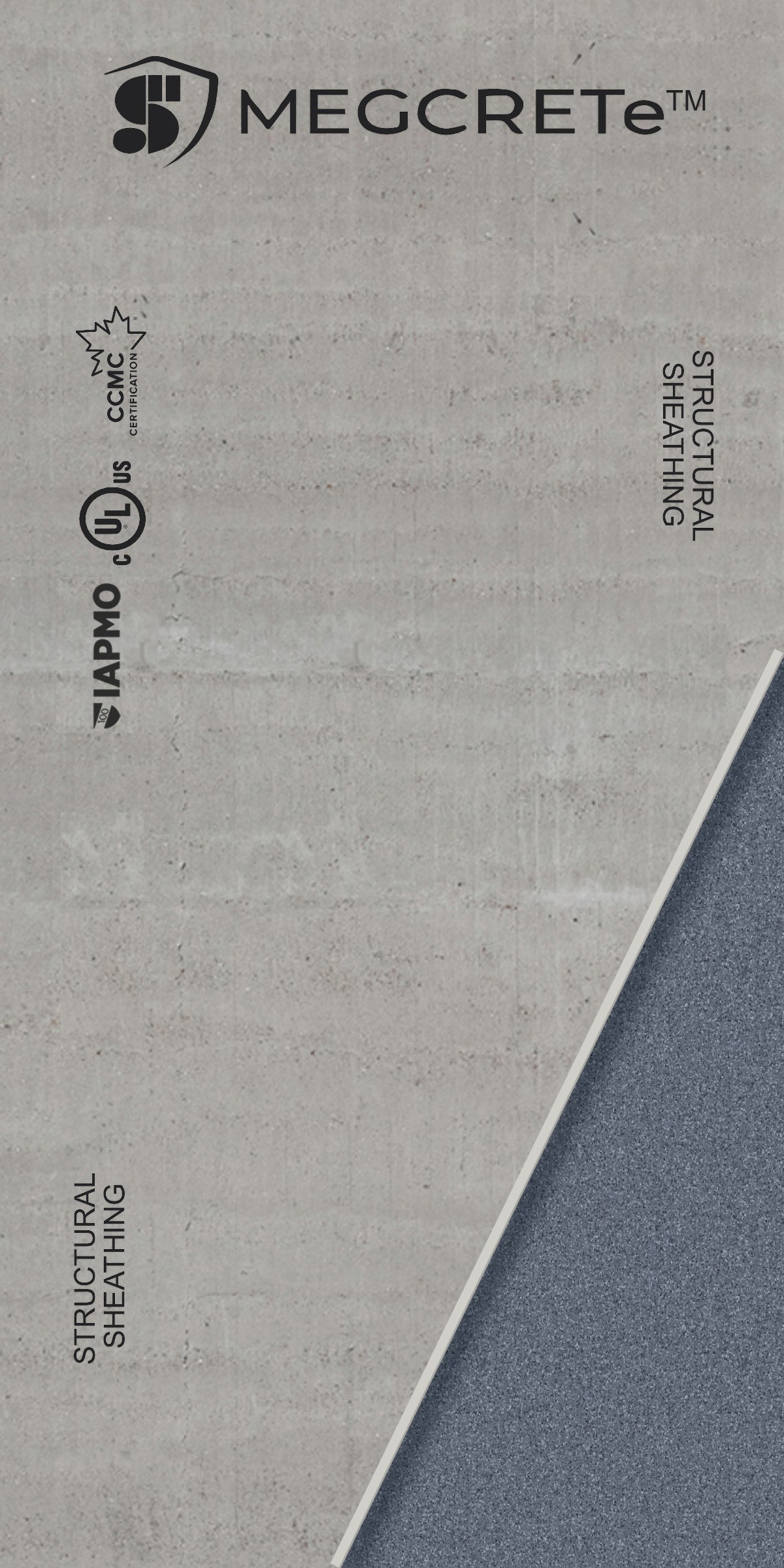 MEGCRETe Sound panel with the corner cut back to expose the laminated acoustic mat
